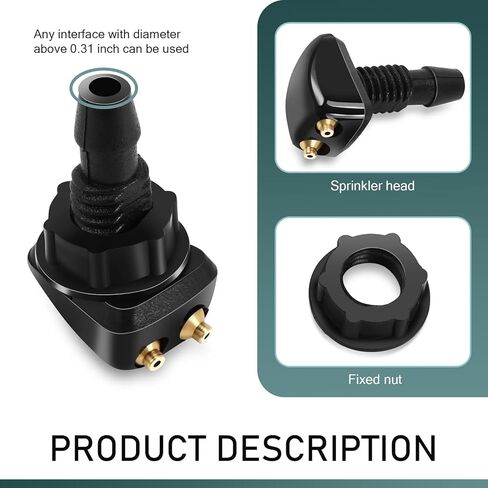 Eratus 2 PCS Front Windshield Washer Nozzle, Dual Hole Straight Post Powerful Jet Wiper Nozzle, 0.31" Connector with Plastic Nut, Universal for Most Cars Cleaning Nozzle Accessories (Black) in Kuwait