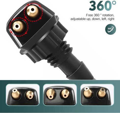 Eratus 2 PCS Front Windshield Washer Nozzle, Dual Hole Straight Post Powerful Jet Wiper Nozzle, 0.31" Connector with Plastic Nut, Universal for Most Cars Cleaning Nozzle Accessories (Black) in Kuwait
