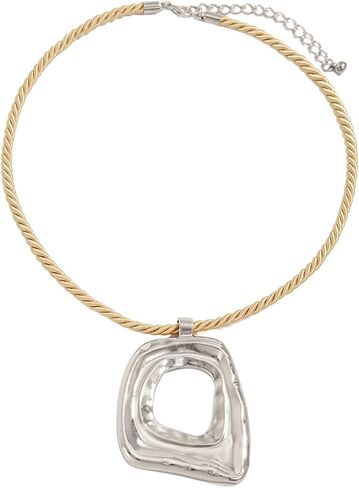 Gold Chunky Necklace for Women Layered Golden Irregular Geometric Hollow Square Pendant Necklace Punk Hip-Hop Oval Chain Necklaces Fashion Accessories Vintage Statement Jewelry​ in Saudi Arabia