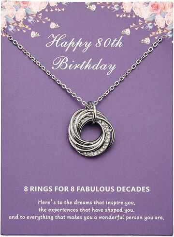 Eilygen Birthday Gift for Women 60th 70th 80th Birthday Gift for Her Stainless Steel Ring Pandent Necklace 6 7 8 Decades Birthday Gifts for Her Birthday Jewelry in Kuwait