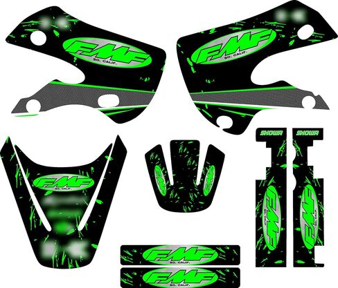 مجموعة رسومات Kx65 kx 65 باللون الأخضر تناسب ملصق رسومات عادم Kawasaki 01-12 FMF باللون الأخضر in Kuwait