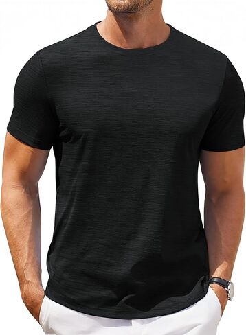 COOFANDY Mens Crew Neck T Shirt Short Sleeve Casual Summer Basic Tee Muscle Slim Fit Workout T-Shirt in Saudi Arabia
