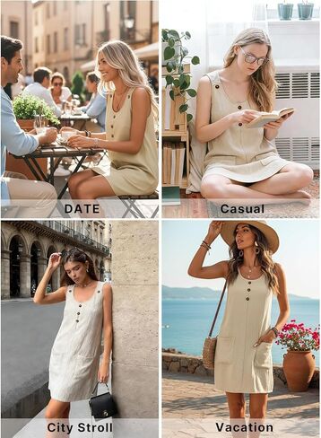 Acelitt Womens Casual Sleeveless Dress with Pockets, S-XXL in Saudi Arabia