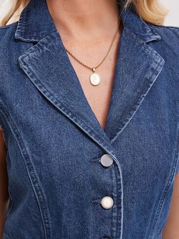 Women's Denim Mini Dress Sleeveless Button Down V Neck Summer Jean Dresses in Saudi Arabia