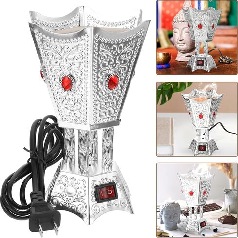 Electric Incense Burner Metal Bakhoor Burner Middle Eastern Style Tabletop Electric Censer for Home Office Yoga Spa Decor in Saudi Arabia
