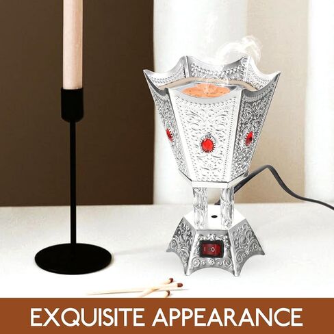 Electric Incense Burner Metal Bakhoor Burner Middle Eastern Style Tabletop Electric Censer for Home Office Yoga Spa Decor in Saudi Arabia