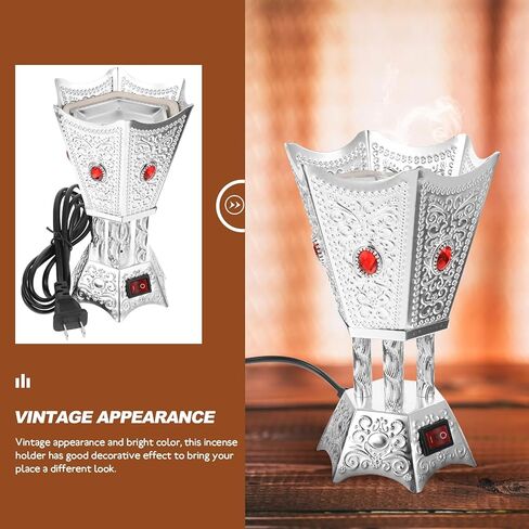 Electric Incense Burner Metal Bakhoor Burner Middle Eastern Style Tabletop Electric Censer for Home Office Yoga Spa Decor in Saudi Arabia