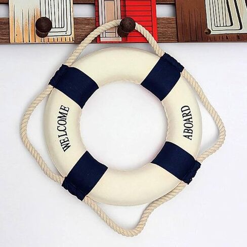 LIFKOME Nautical 19.7 Lifebuoy Wall Hanging Ornament - Mediterranean Style Life Ring Decoration for Beach Theme Home Door Decor - Life Buoy Wall Art in Saudi Arabia