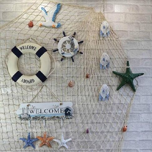 LIFKOME Nautical 19.7 Lifebuoy Wall Hanging Ornament - Mediterranean Style Life Ring Decoration for Beach Theme Home Door Decor - Life Buoy Wall Art in Saudi Arabia