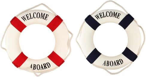 LIFKOME Nautical 19.7 Lifebuoy Wall Hanging Ornament - Mediterranean Style Life Ring Decoration for Beach Theme Home Door Decor - Life Buoy Wall Art in Saudi Arabia