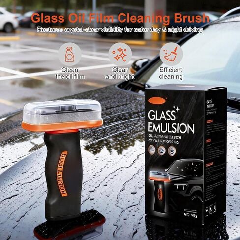 Glass Oil Film Remover for Car, Automotive Oil Film Cleaning Brush for Car Windshields and Windows, Removes Oil Film & Smudges, Improve Windshield Clarity and Visibility for Safe Driving (100ml) in Saudi Arabia