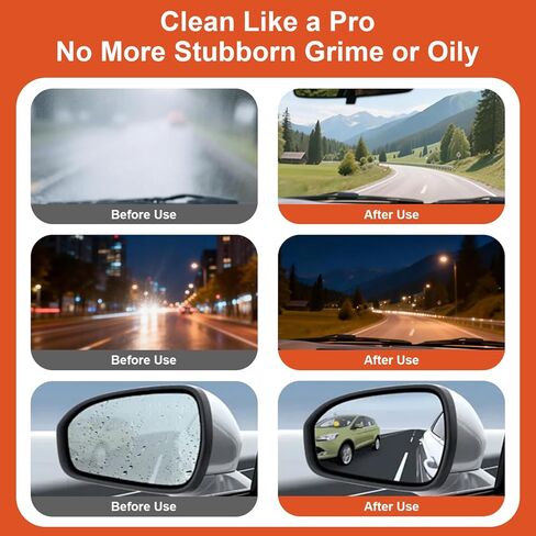 Glass Oil Film Remover for Car, Automotive Oil Film Cleaning Brush for Car Windshields and Windows, Removes Oil Film & Smudges, Improve Windshield Clarity and Visibility for Safe Driving (100ml) in Saudi Arabia