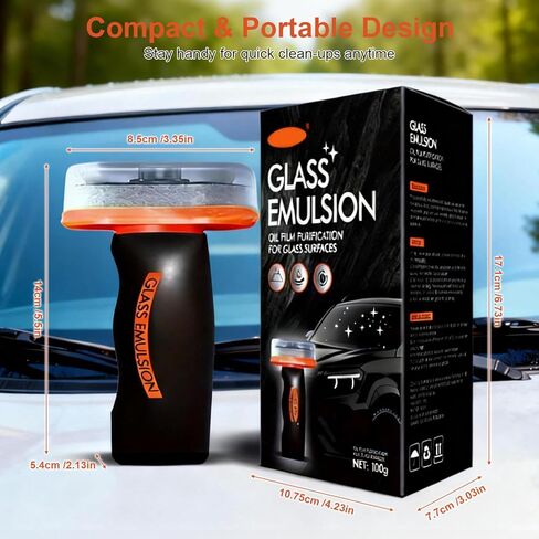 Glass Oil Film Remover for Car, Automotive Oil Film Cleaning Brush for Car Windshields and Windows, Removes Oil Film & Smudges, Improve Windshield Clarity and Visibility for Safe Driving (100ml) in Saudi Arabia