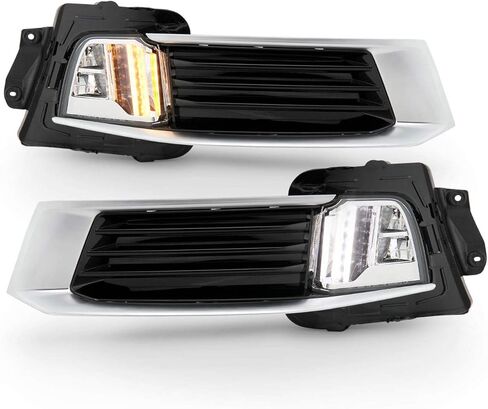 AKKON - Fits 2018 2019 Cadillac XTS [w/o DRL Model] Switchback Bumper Signal Chrome Fog Lights Pair Left + Right Replacement in Saudi Arabia