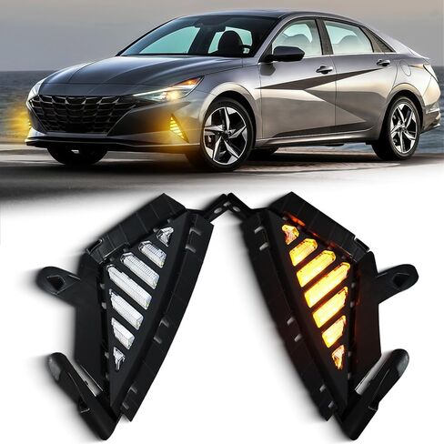 LED Front Bumper Fog Lights Kit for Hyundai Elantra 2021 2022 2023 Grille Cover Side Marker Lights, Switchback White DRL & Amber Sequential Turn Signal Lamps,2pcs｜86563AA010,86564AA010 in Saudi Arabia