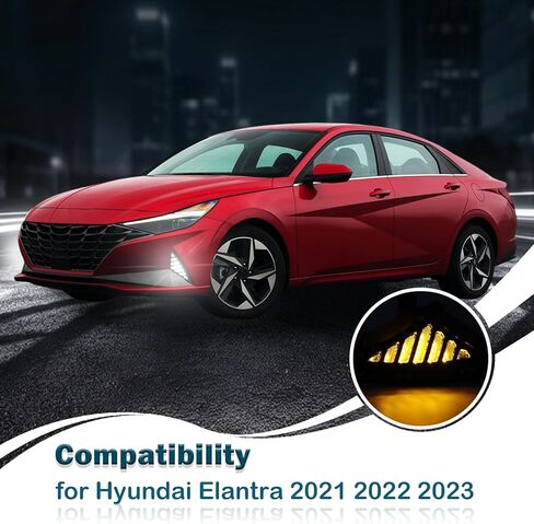 LED Front Bumper Fog Lights Kit for Hyundai Elantra 2021 2022 2023 Grille Cover Side Marker Lights, Switchback White DRL & Amber Sequential Turn Signal Lamps,2pcs｜86563AA010,86564AA010 in Saudi Arabia