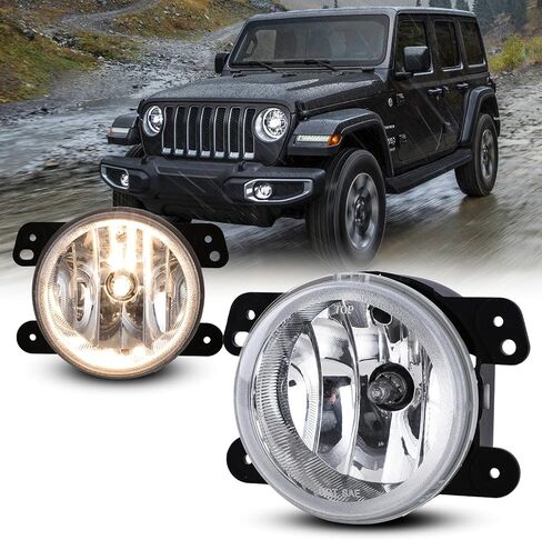 Fog Lights for 2010-2018 Jeep Wrangler Bumper Fog Lamps Clear Lens - 1 Pair Left and Right Side in Kuwait