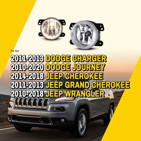 Fog Lights for 2010-2018 Jeep Wrangler Bumper Fog Lamps Clear Lens - 1 Pair Left and Right Side in Kuwait