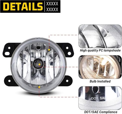 Fog Lights for 2010-2018 Jeep Wrangler Bumper Fog Lamps Clear Lens - 1 Pair Left and Right Side in Kuwait