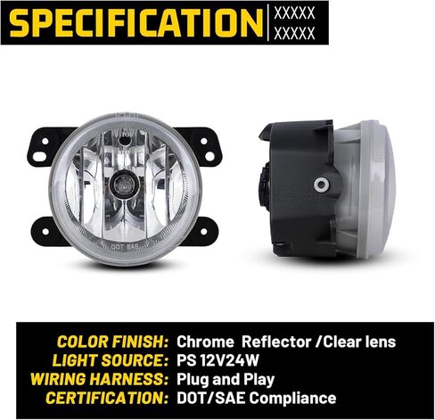 Fog Lights for 2010-2018 Jeep Wrangler Bumper Fog Lamps Clear Lens - 1 Pair Left and Right Side in Kuwait