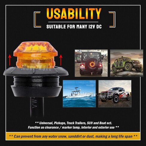 MADCATZ (Pack of 20) 3/4 Inch Mini Round Clear Lens Red 3 LED Side Marker Indicator Lights with Black Grommets Trailer Bus Lorry Cabin Shockproof 12V DC Two Step Bright 3Led-HL in Kuwait