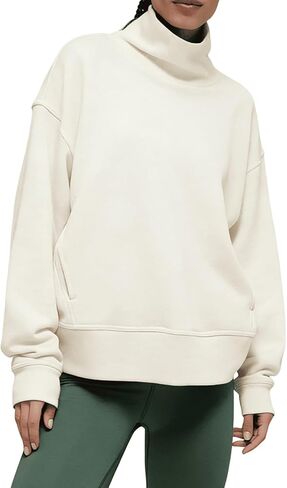 Women's Oversized Mock Neck Sweatshirt Turtleneck Pullover Athletic Long Sleeve Sweatshirt with Pockets Tops in Saudi Arabia