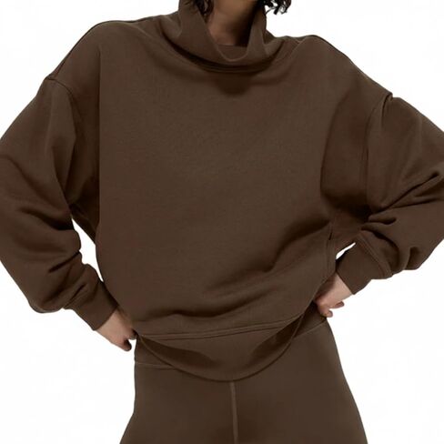 Women's Oversized Mock Neck Sweatshirt Turtleneck Pullover Athletic Long Sleeve Sweatshirt with Pockets Tops in Saudi Arabia