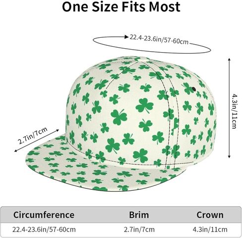 St. Patrick's Day Green Shamrock Baseball Cap Snapback Hat Adjustable Flat-Brimmed Hat Hip Hop Hat for Men Women in Kuwait