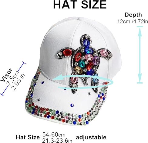 Bling Bling Butterfly Turtle Baseball Cap for Women,Shiny Studded Rhinestone Adjustable Sparkling Baseball Hat in Saudi Arabia