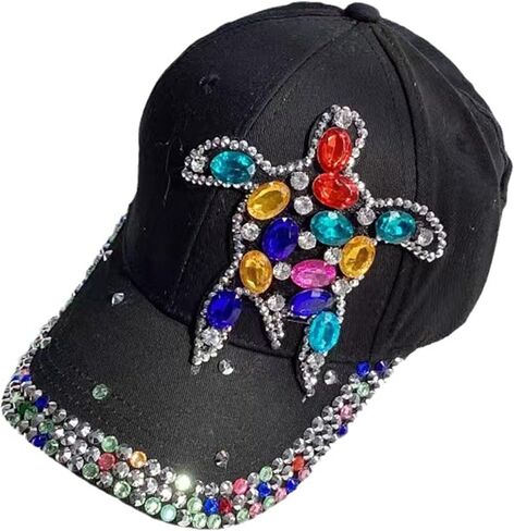 Bling Bling Butterfly Turtle Baseball Cap for Women,Shiny Studded Rhinestone Adjustable Sparkling Baseball Hat in Saudi Arabia
