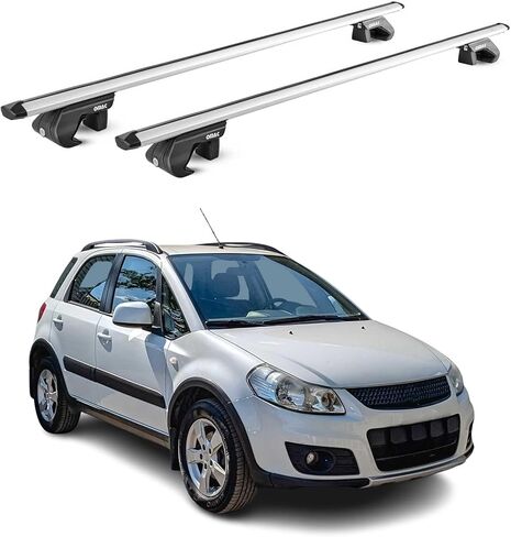 OMAC Roof Rack Cross Bars for Suzuki SX4 S-Cross 2006-2013 Lockable 198Lbs Aluminium Silver 2Pcs fits Cargo Carriers Kayak Canoe Bike Snowboard in Saudi Arabia