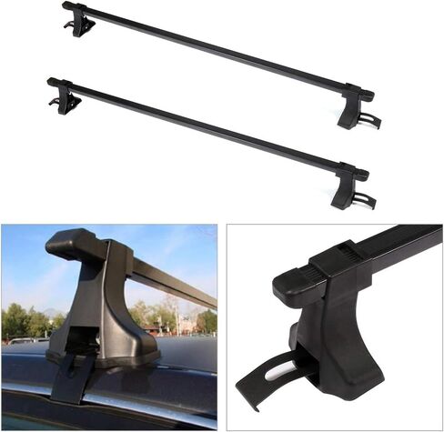 Ainter Cross Bar Roof Rack for Universal 54" Window Frame Universal Fit for Most Vehicles Black with 100LBS Load-Capacity Roof Top Rail Rack Crossbar Luggage Cargo Carrier Roof Rack Set in Kuwait