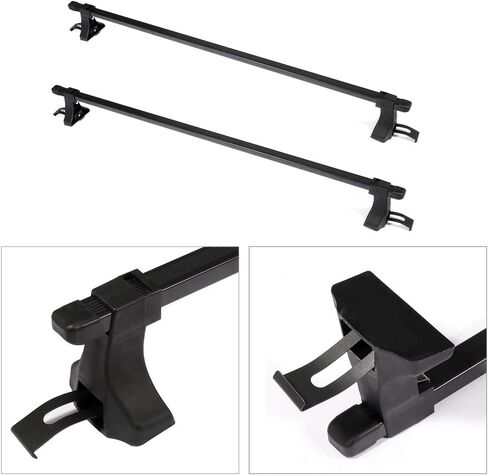 Ainter Cross Bar Roof Rack for Universal 54" Window Frame Universal Fit for Most Vehicles Black with 100LBS Load-Capacity Roof Top Rail Rack Crossbar Luggage Cargo Carrier Roof Rack Set in Kuwait
