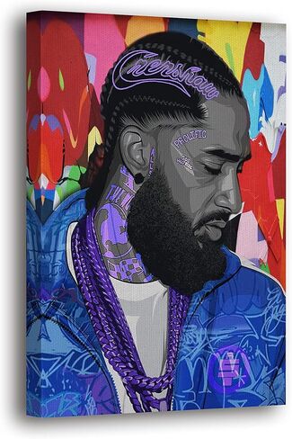 SpiritualHands Nipsey Hussle Wall Art Print, Home Decor Framed Poster Wall Art Canvas Artwork for Living Room, Pictures for Bedroom, (8" x 12" - Ready to Hang, Nipsey Hussle Abstact) in Saudi Arabia