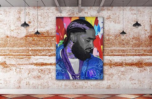 SpiritualHands Nipsey Hussle Wall Art Print, Home Decor Framed Poster Wall Art Canvas Artwork for Living Room, Pictures for Bedroom, (8" x 12" - Ready to Hang, Nipsey Hussle Abstact) in Saudi Arabia