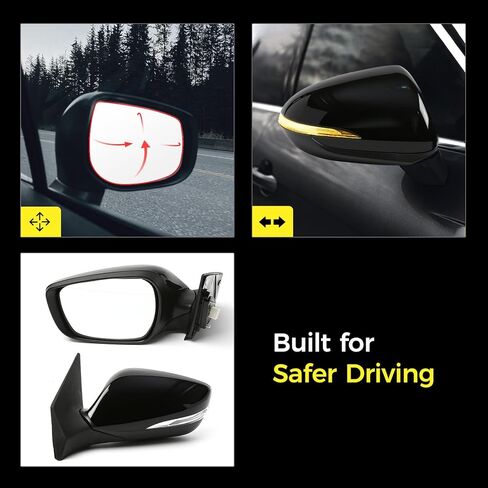 مرآة جانبية للسائق (يسار/LH) متوافقة مع Hyundai Elantra 2011-2013، ضبط الطاقة، قابلة للطي يدويًا، مع إشارة الانعطاف، موصل 5 دبابيس، غطاء أسود، يستبدل 87610-3Y100، HY1320179 in Saudi Arabia
