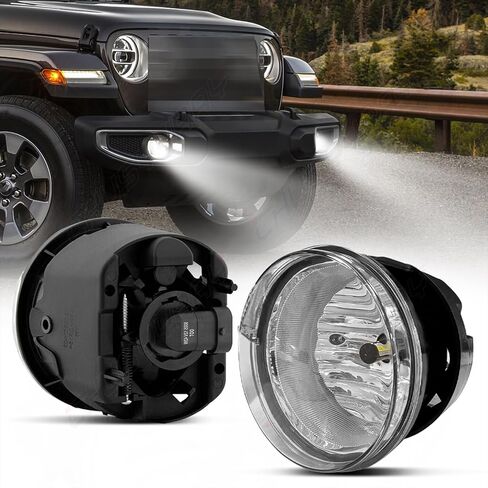 CHUSYYRAY Compatible with Dodge Caravan Fog Lights Assembly 2005 2006 2007, LED Front Bumper Clear Lens Fog Light Fog Lamp, Driver & Passenger Side 6000K Cool White, Pack of 2 in Kuwait