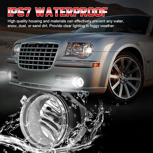 CHUSYYRAY Compatible with Dodge Caravan Fog Lights Assembly 2005 2006 2007, LED Front Bumper Clear Lens Fog Light Fog Lamp, Driver & Passenger Side 6000K Cool White, Pack of 2 in Kuwait