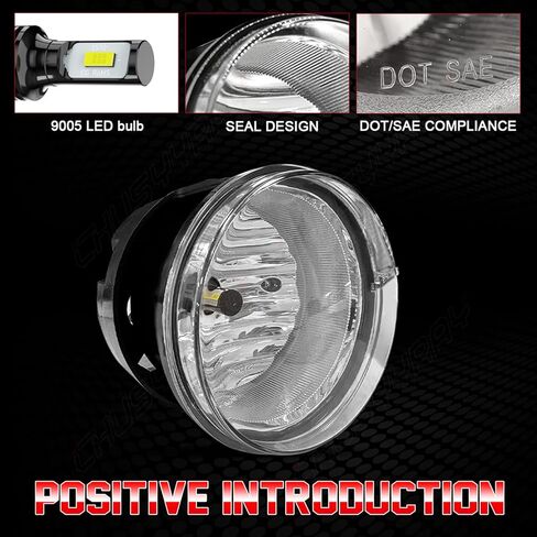 CHUSYYRAY Compatible with Dodge Caravan Fog Lights Assembly 2005 2006 2007, LED Front Bumper Clear Lens Fog Light Fog Lamp, Driver & Passenger Side 6000K Cool White, Pack of 2 in Kuwait