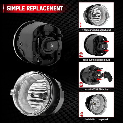 CHUSYYRAY Compatible with Dodge Caravan Fog Lights Assembly 2005 2006 2007, LED Front Bumper Clear Lens Fog Light Fog Lamp, Driver & Passenger Side 6000K Cool White, Pack of 2 in Kuwait