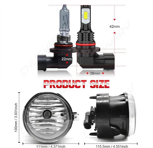 CHUSYYRAY Compatible with Dodge Caravan Fog Lights Assembly 2005 2006 2007, LED Front Bumper Clear Lens Fog Light Fog Lamp, Driver & Passenger Side 6000K Cool White, Pack of 2 in Kuwait