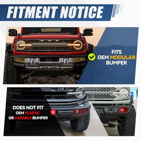 Auto Dynasty Fog Lights Assembly Compatible with 2021 2022 2023 2024 2025 Ford Bronco, Quad Beam LED Fog Lights with Projector Housing, Driver and Passenger Sides, Black in Saudi Arabia