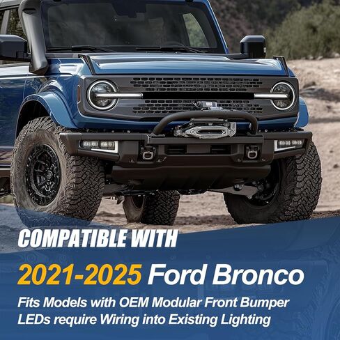 Auto Dynasty Fog Lights Assembly Compatible with 2021 2022 2023 2024 2025 Ford Bronco, Quad Beam LED Fog Lights with Projector Housing, Driver and Passenger Sides, Black in Saudi Arabia