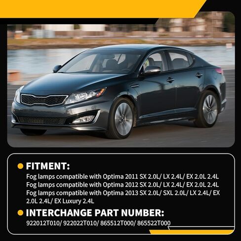 922012T010 Pair Front Bumper Fog Lights Compatible with 2011-2013 Optima w/Left and Right Fog Lamp Cover 922022T010 865512T000 865522T000 in Saudi Arabia
