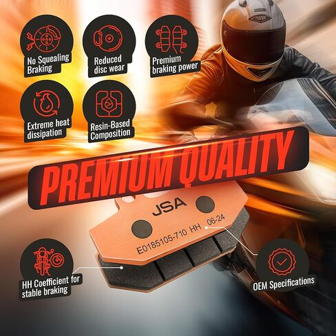 JSA Brakes 710 HH Front or Rear Brake Pads for Harley Davidson Softail Deluxe, Heritage, Classic, Breakout, Road King, Low Rider – Resin-Based Compound with Copper Backing – FA710 in Kuwait