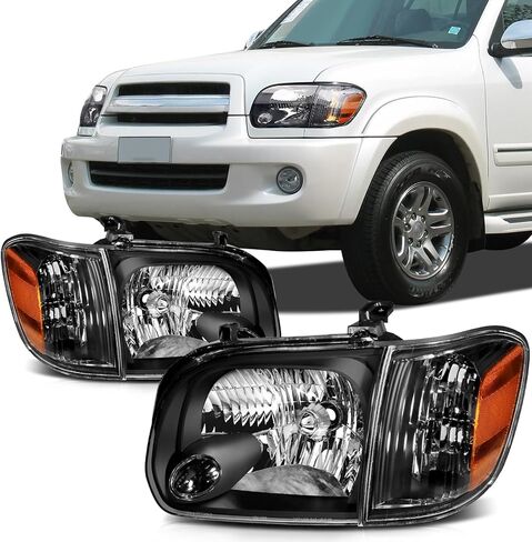 SCITOO Headlights For Toyota Corolla 1998-2000 Headlamps Chrome Housing Amber Reflector Clear Lens Driver and Passenger Side in Saudi Arabia