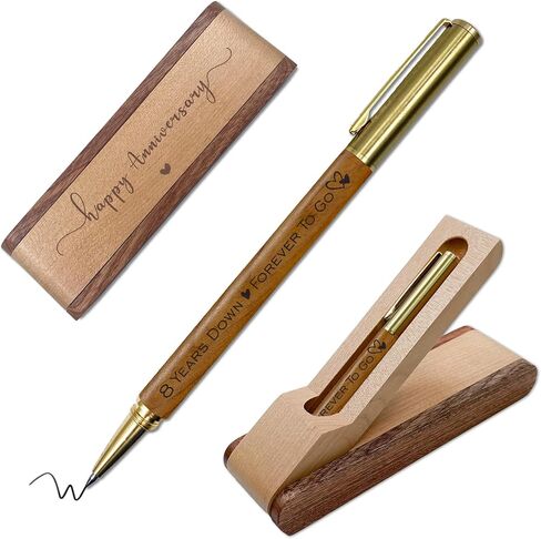 8th Anniversary Ballpoint Pen Set Gift for Couple, 8 Year Bronze Anniversary Keepsake, 8 Year Anniversary Wedding Gifts for Wife, Husband, 8 years Marriage Gift Executive Pen Present for Men Women in Kuwait