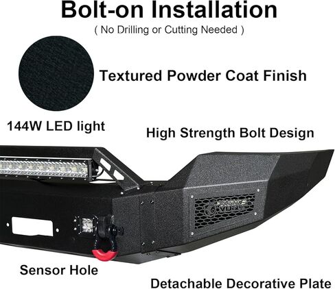 المصد الأمامي والخلفي ذو نسيج أسود مطور متوافق مع 15-19 جي إم سي سييرا 2500 3500 مع لوحة ونش و5 مصابيح LED وحلقتين على شكل حرف D in Kuwait