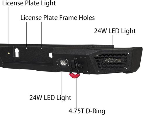 المصد الأمامي والخلفي ذو نسيج أسود مطور متوافق مع 15-19 جي إم سي سييرا 2500 3500 مع لوحة ونش و5 مصابيح LED وحلقتين على شكل حرف D in Kuwait