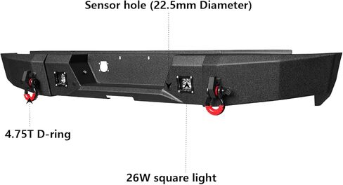 Front and Rear Bumpers Black Compatible with 2003-2004-2005 Ram 2500/3500 Steel with 13000lbs Winch Plate and Lights and 4.75T D-Rings (Front+Rear Bumpers (Round Light Bar))) in Saudi Arabia